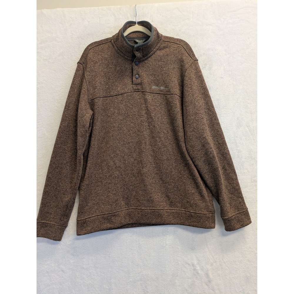 Eddie Bauer Mens Brown Pullover Sweater Mock Neck‎ Long Sleeve Size L